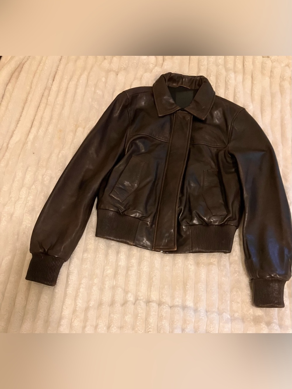 Mango Leather Bomber Jacket - Picture 4 of 15